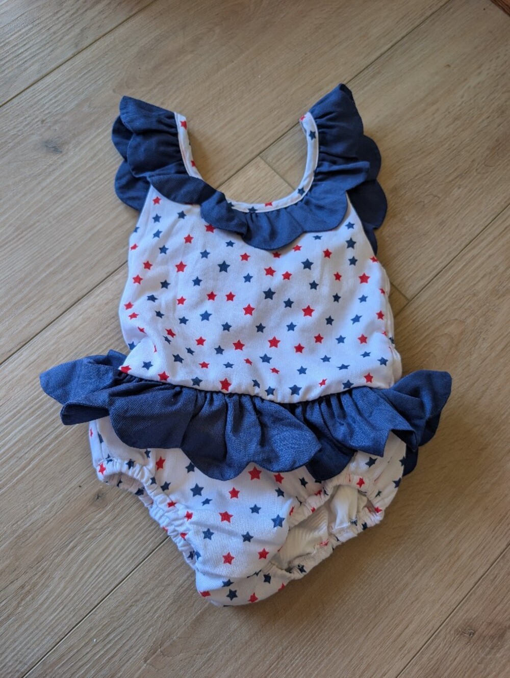 Cecil & Lou Star Ruffle One-Piece Swimsuit - Red, White & Blue